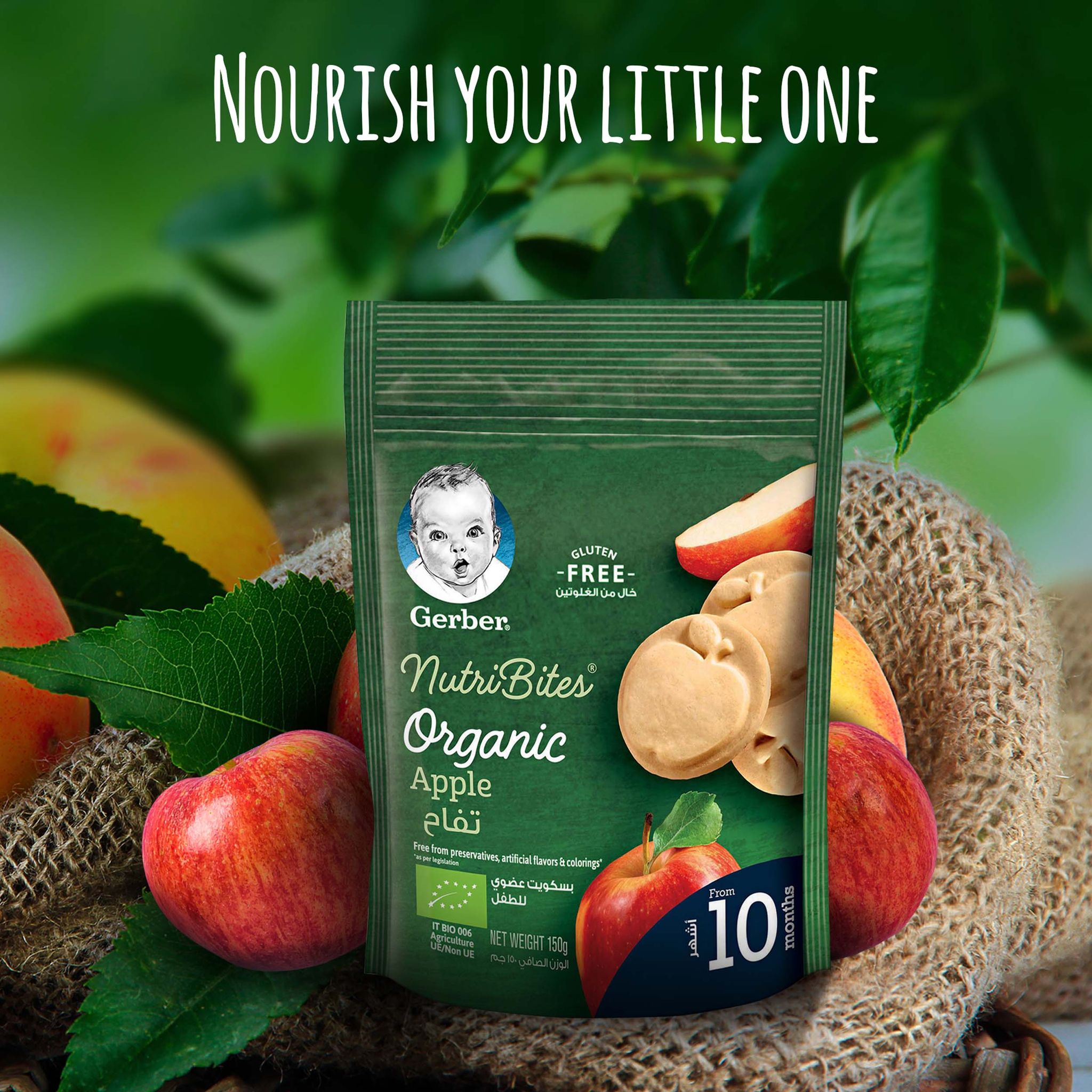 Organic Nutribites Apple Biscuits 150G Pouch