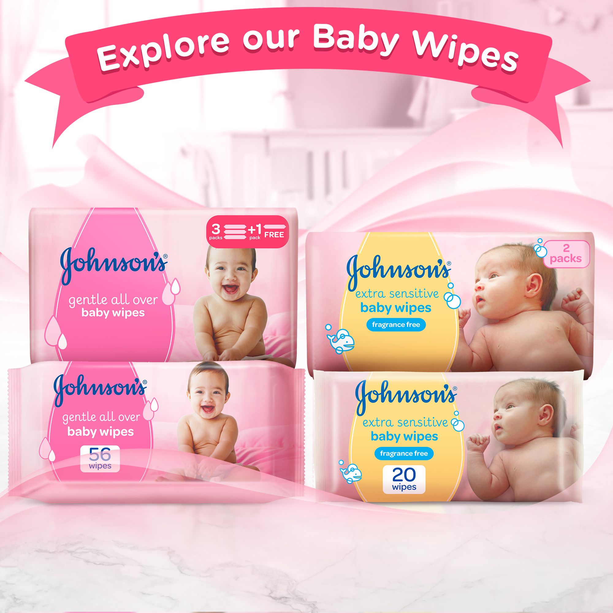 Extra Sensitive Baby Wipes 56 Wipes \ 2+1 Free