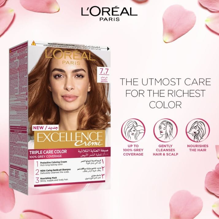 Excellence Crème Permanent Hair Color, 7.7 Honey Brown