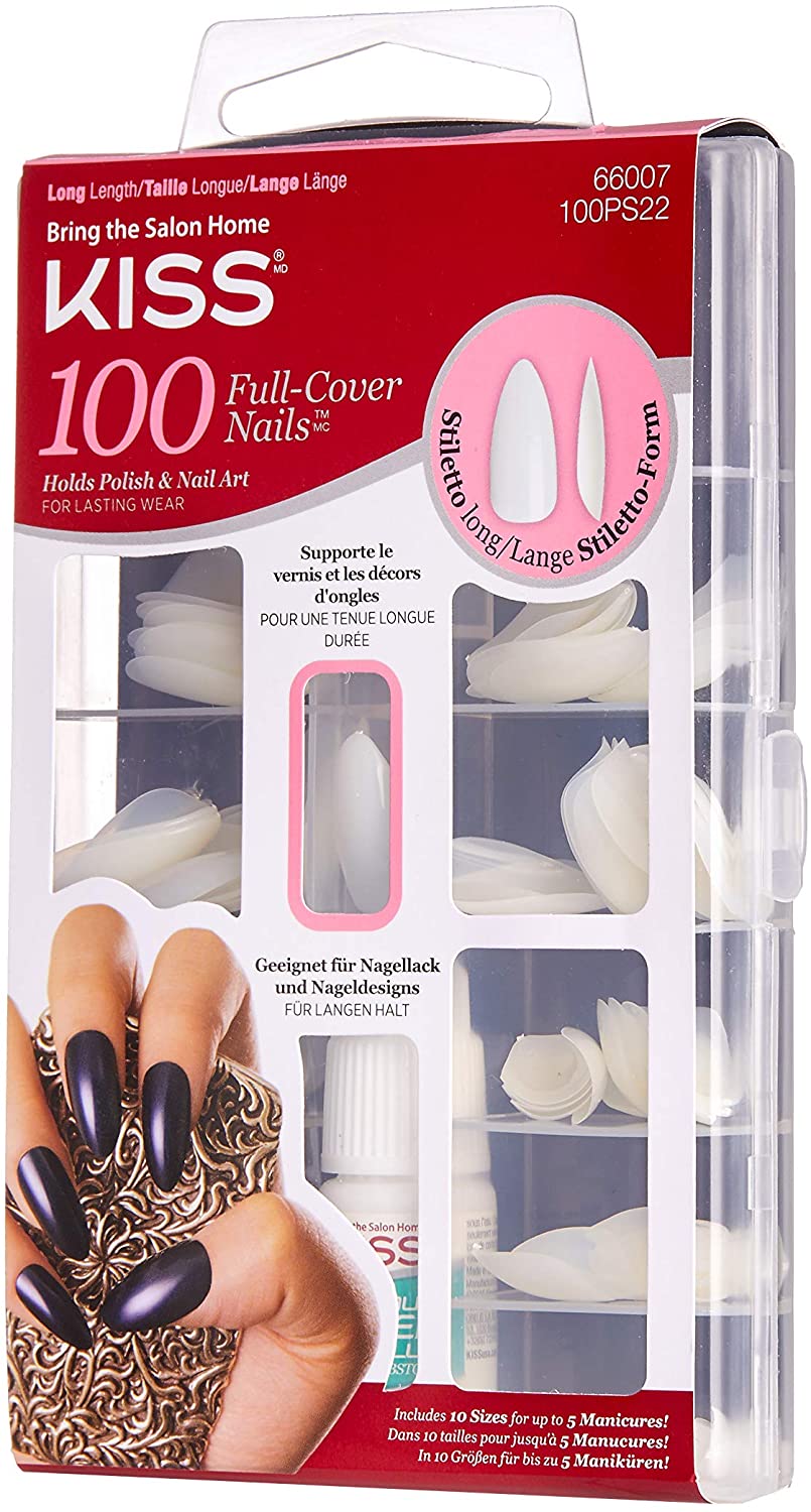 100 Full Cover Nails - Long Stiletto