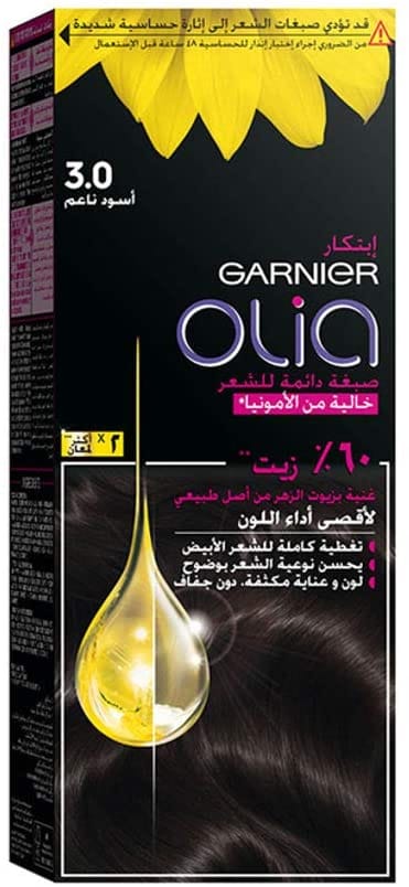 Olia, 3.0 Soft Black, No Ammonia Permanent Haircolor, with 60% Oils