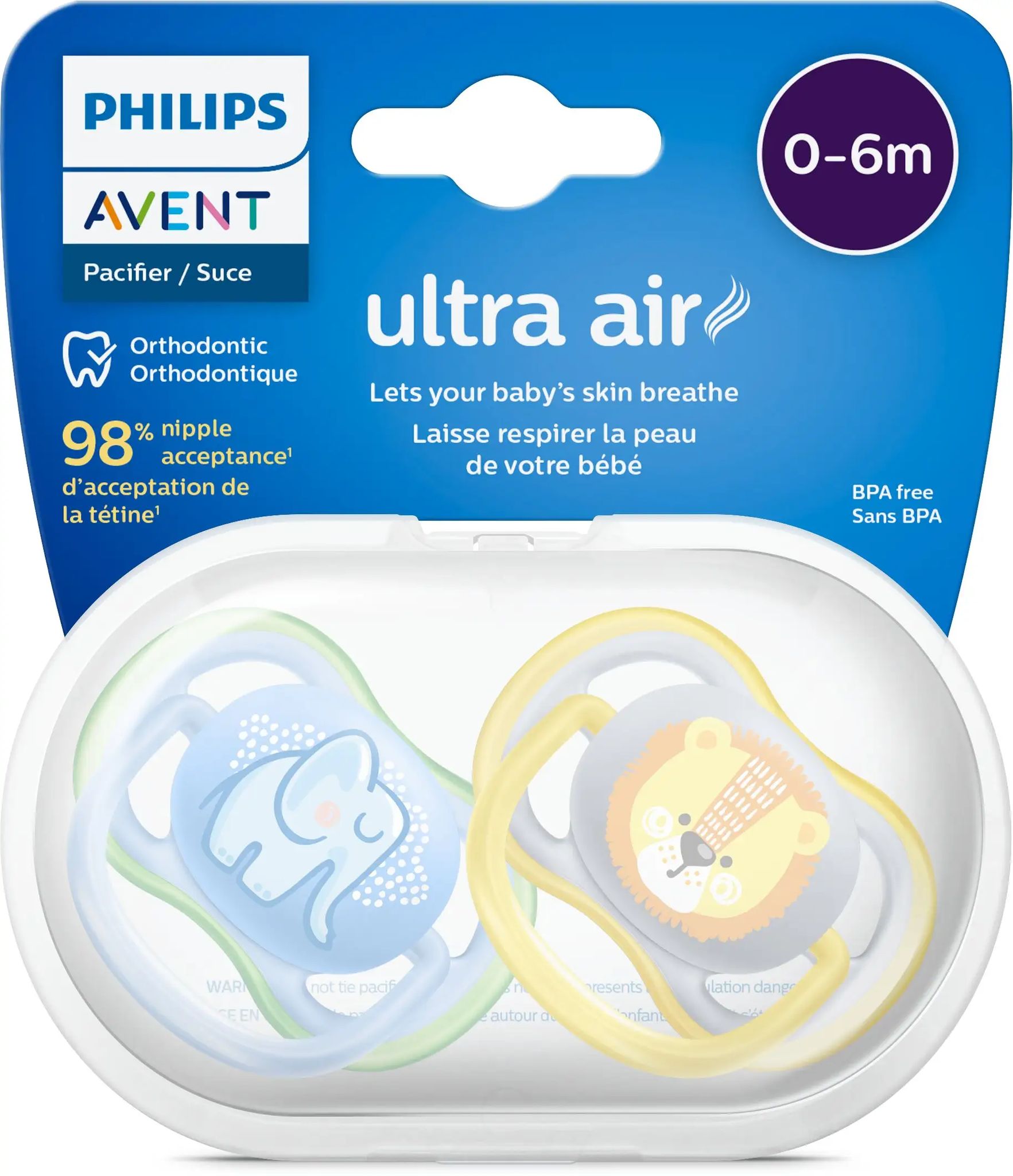 Avent Ultra Air Freeflow Soother, Deco Version, 0-6m