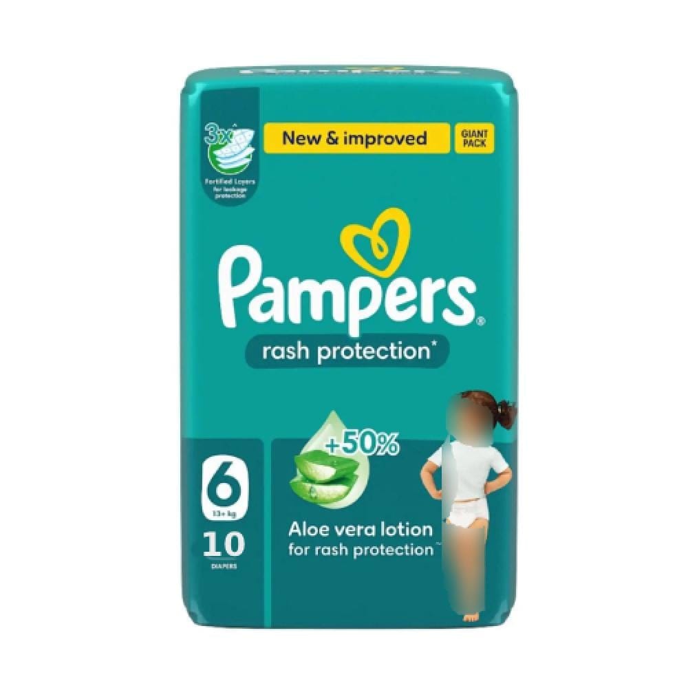 Pampers Rash Protection Taped Diapers, Size 6 (13+Kg) 10Pc