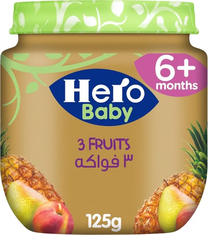 Hero Baby Jar, 3 Fruits, 125g