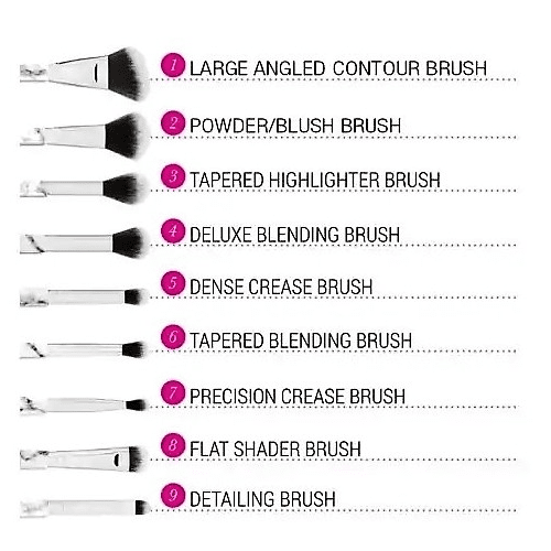 BH Cosmetics White Marble Brush Set With Angled Brush Holder - 9 Pieces