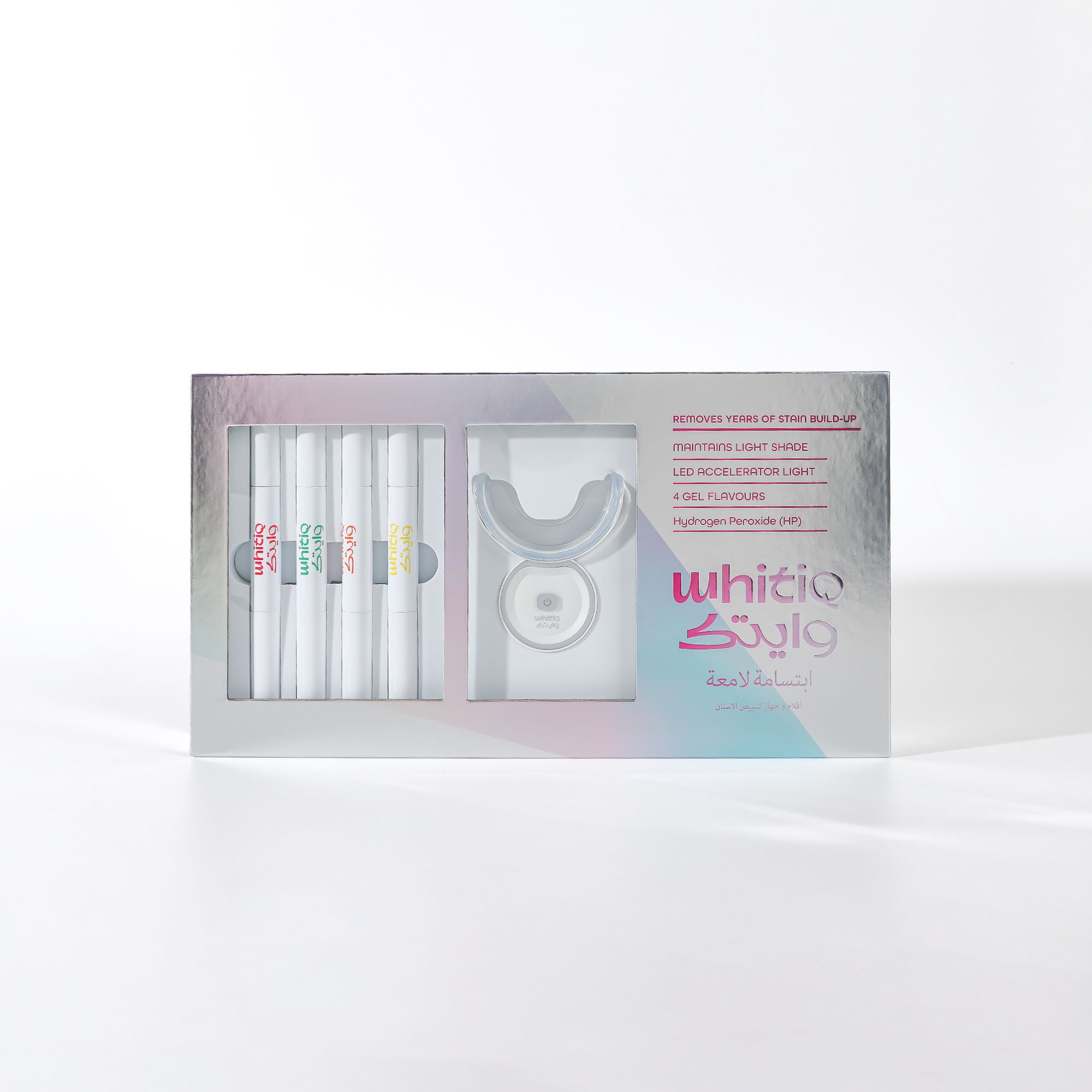 WHITIQ wireless teeth whitening light kit - 18%HP - 4*2ml ((mint/clove/strawberries/lemon)
