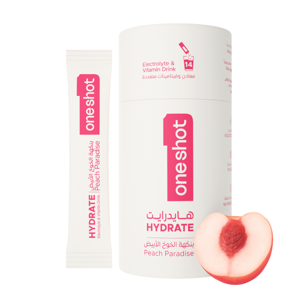 Oneshot Peach Paradise, Powder Drink Mix with Vitamins and Zinc, White Peach Flavor, 14 Sachets